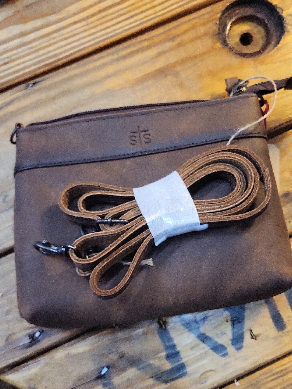 STS Ranchwear Dark Brown Leather Crossbody with Detachable Strap
